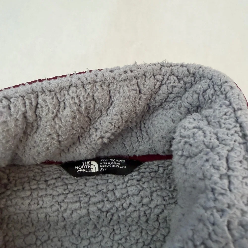North Face Mens‎ Fleece Pullover Jacket Burgundy Gray Sherpa Pile Outdoor S